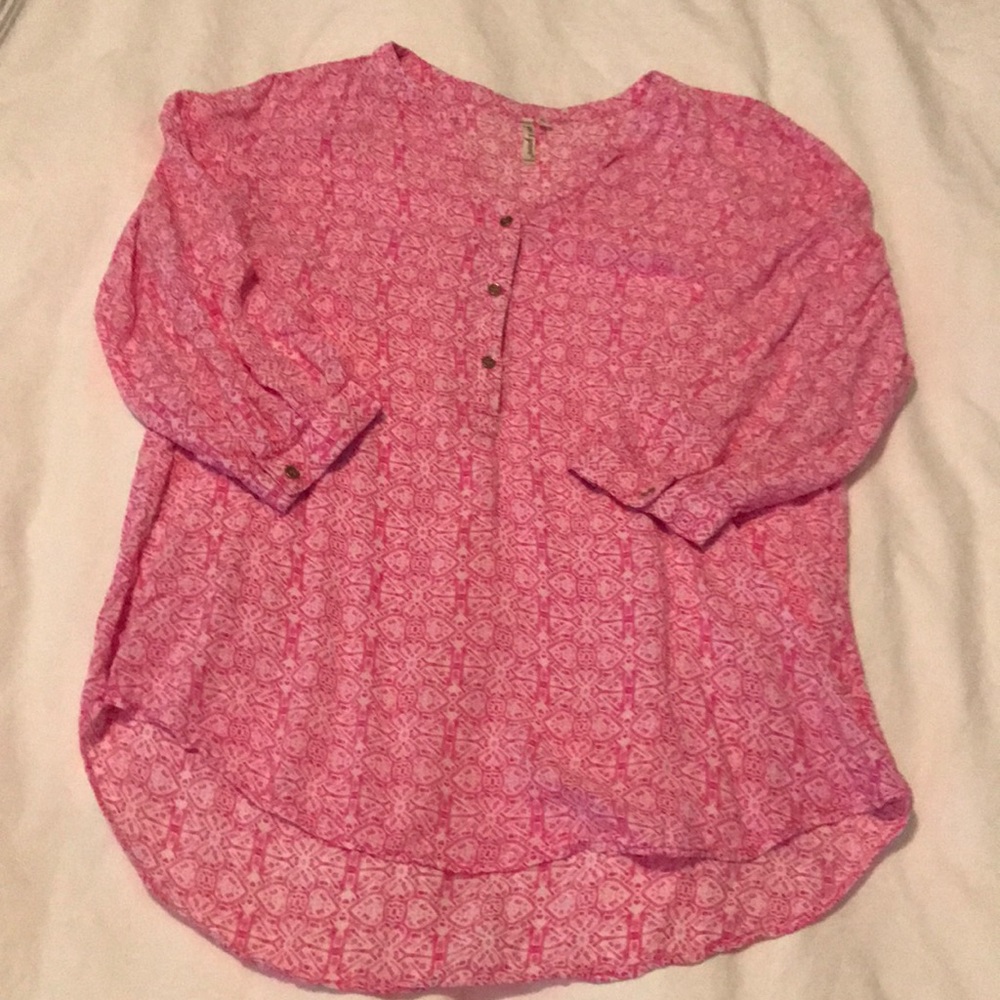 Pink and white blouse